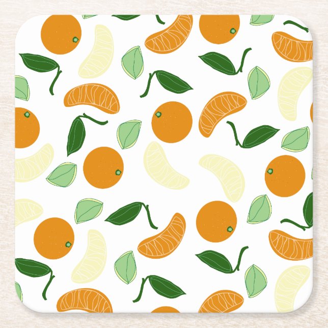 Mandarin Citrus  Square Paper Coaster (Front)