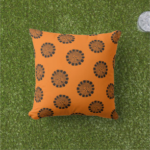 Mandarin Dreams Orange and Black Pattern Cushion