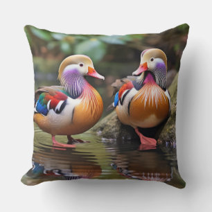 Mandarin duck Animal Bird Wildlife Wilderness Art Cushion
