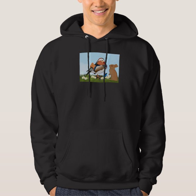 Mandarin Duck Bird Bunny Spring Birdwatcher Animal Hoodie (Front)