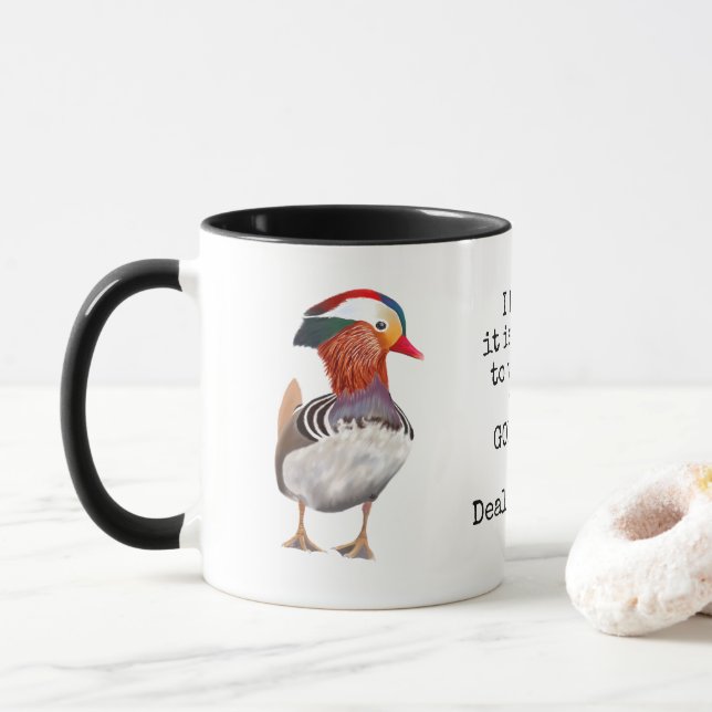 Mandarin Duck Bird Lover Mug (With Donut)