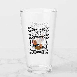 Mandarin Duck Illustration Monogram Glass