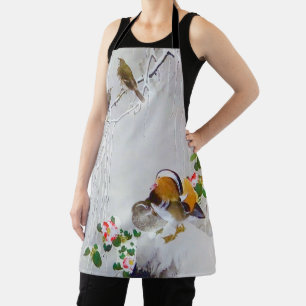 Mandarin Duck in Snow Scene, Watanabe Seitei Apron