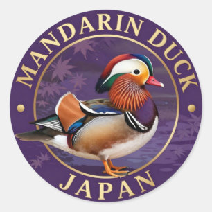 🦆 Mandarin Duck Japanese Wildlife Classic Round Sticker