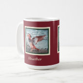 Mandarin Duck on Rust and Green with Name Coffee Mug (Front Left)