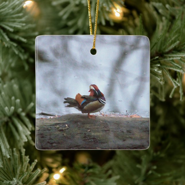Mandarin Duck Photo Ceramic Ornament (Tree)