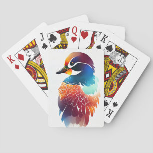 Mandarin Duck Wild Nature Animal Colors Painting Playing Cards