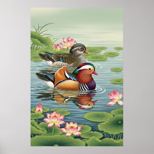 Mandarin Ducks Feng Shui Painting – Love & Harmony Poster