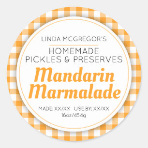 Mandarin marmalade orange round jam jar food label