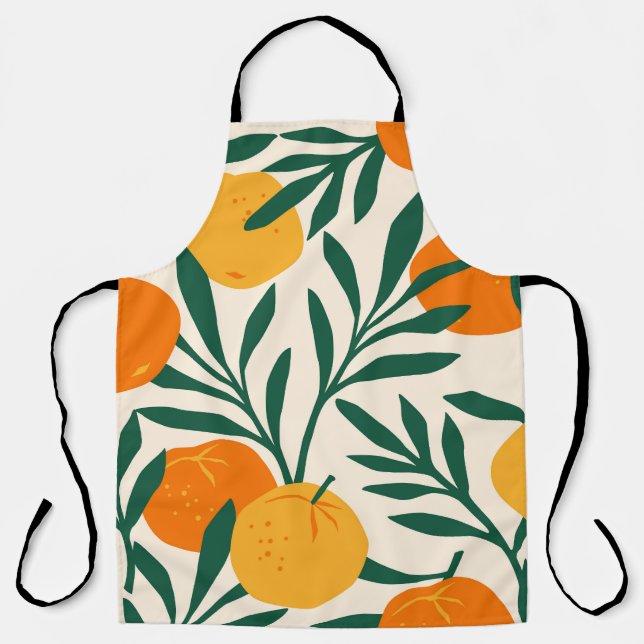 Mandarin Mosaic: Trendy Citrus Chic Apron (Front)