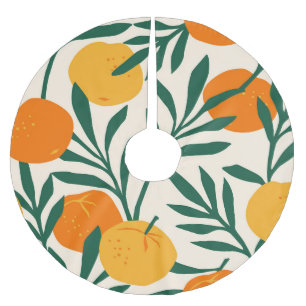 Mandarin Mosaic: Trendy Citrus Chic Brushed Polyester Tree Skirt