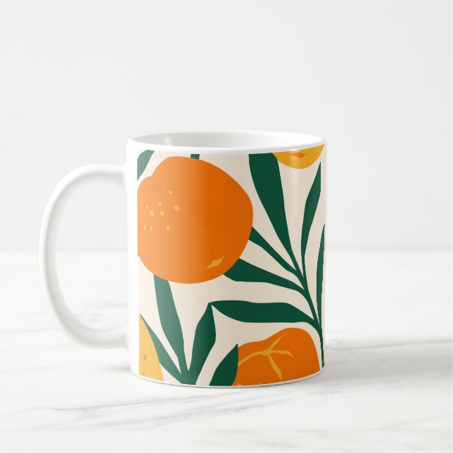 Mandarin Mosaic: Trendy Citrus Chic Coffee Mug (Left)