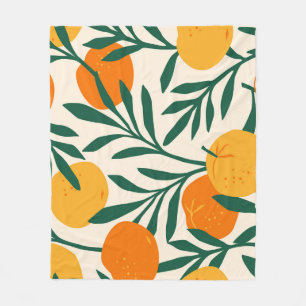 Mandarin Mosaic: Trendy Citrus Chic Fleece Blanket