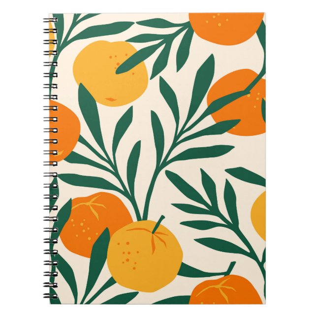 Mandarin Mosaic: Trendy Citrus Chic Notebook (Front)