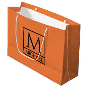 Mandarin Orange Gift Bag with Initial & Name