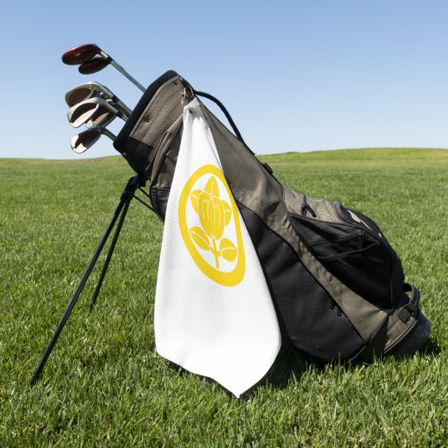 Mandarin orange in circle golf towel (Green)