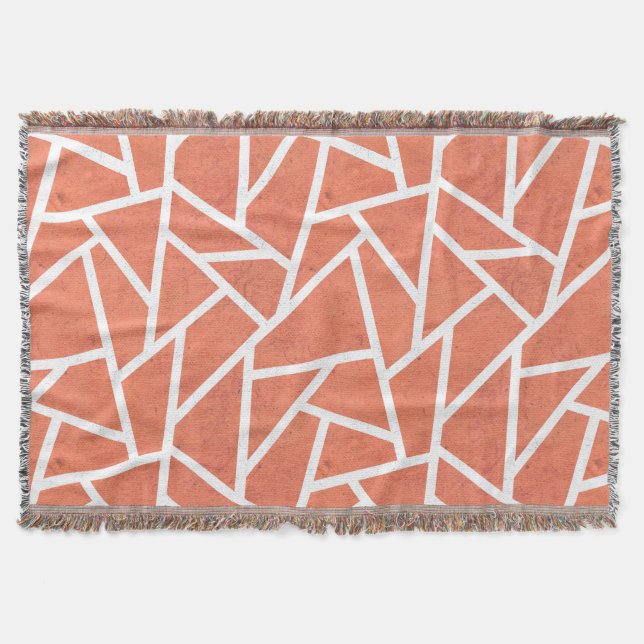 Mandarin orange mosaic pattern throw blanket (Front)