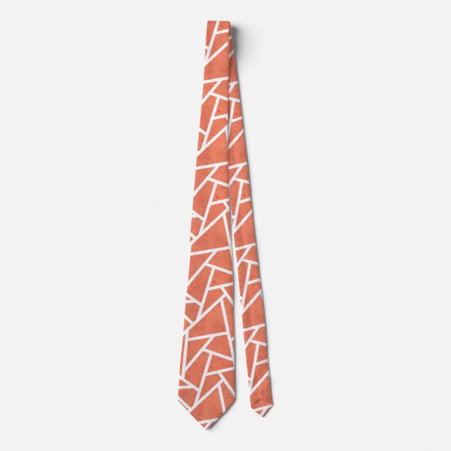 Mandarin orange mosaic pattern tie (Front)