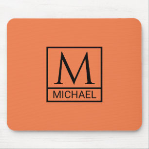 Mandarin Orange Mouse Pad with Initial & Name