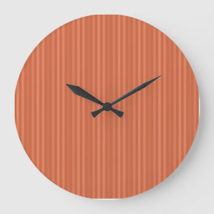 Mandarin Orange Vertical Stripes Large Clock