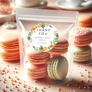 Mandarin Orange Watercolor Bridal Shower Thank You Classic Round Sticker