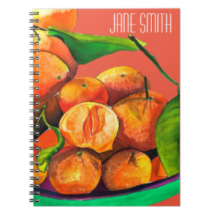 Mandarin orange watercolor fruit art notebook