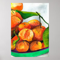 Mandarin orange watercolor fruit art