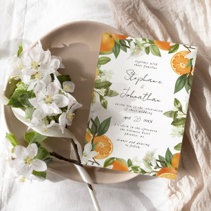 Mandarin Orange Watercolor Wedding Invitation