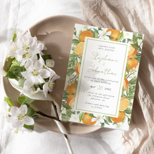 Mandarin Orange Watercolor Wedding  Invitation