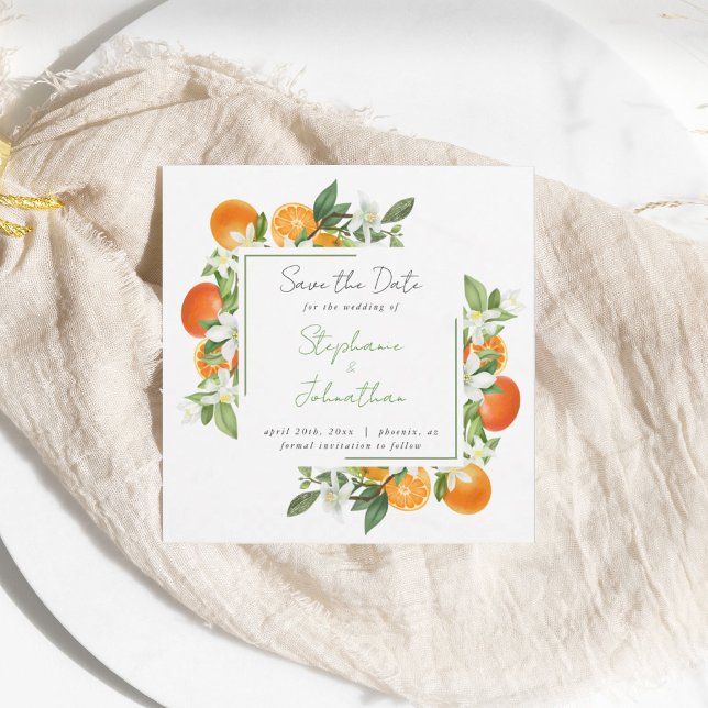 Mandarin Orange Watercolor Wedding  Save the Date (Creator Uploaded)
