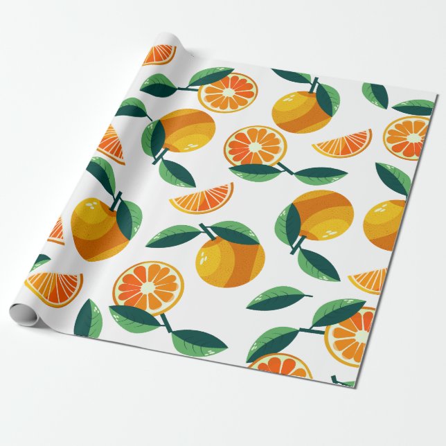 Mandarin Pattern Wrapping Paper (Unrolled)