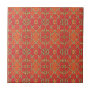 Mandarin pumpkin orange geometric art kitty voices ceramic tile