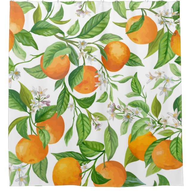 Mandarin: Tropical Colourful Pattern Shower Curtain (Front)