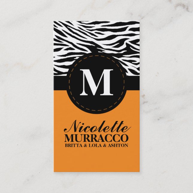 Mandarin Wild Zebra Print Mummy Calling Card / (Front)