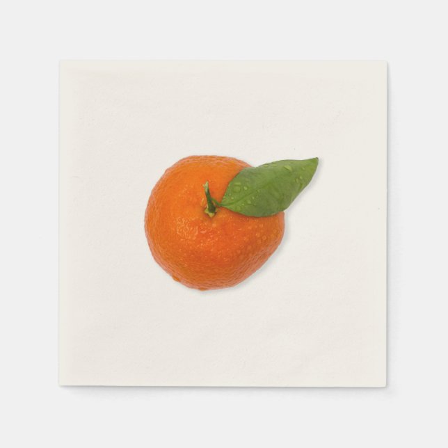 Mandarin with green leaf napkin (Front)