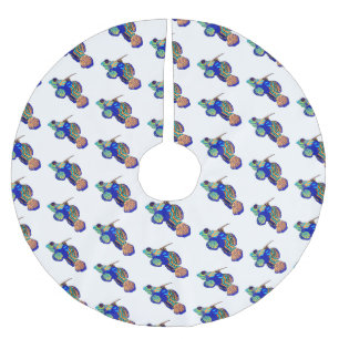 Mandarinfish cartoon illustration brushed polyester tree skirt