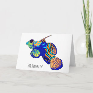 Mandarinfish cartoon illustration card