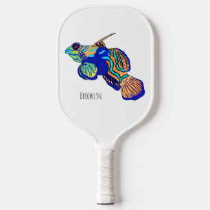 Mandarinfish cartoon illustration pickleball paddle