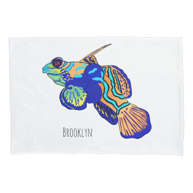 Mandarinfish cartoon illustration pillowcase (Front)