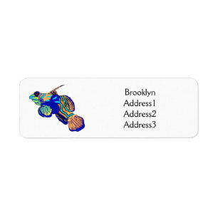 Mandarinfish cartoon illustration return address label