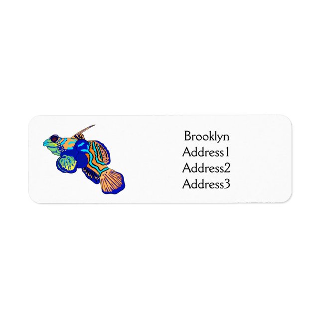 Mandarinfish cartoon illustration return address label (Front)