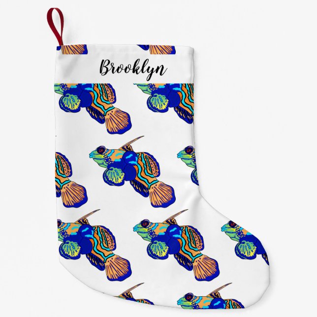 Mandarinfish cartoon illustration small christmas stocking (Front)