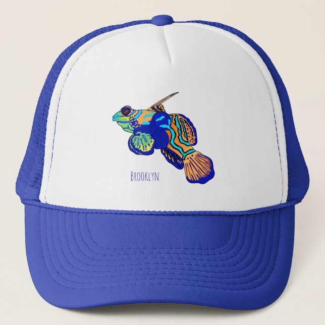 Mandarinfish cartoon illustration  trucker hat (Front)