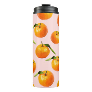 Mandarins Leaf Pink Seamless Pattern Thermal Tumbler