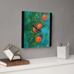 Mandarins on a Winter's Night by Alfred Fox Square Wall Clock