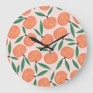 Mandarins vintage: repeating fruit texture. large clock