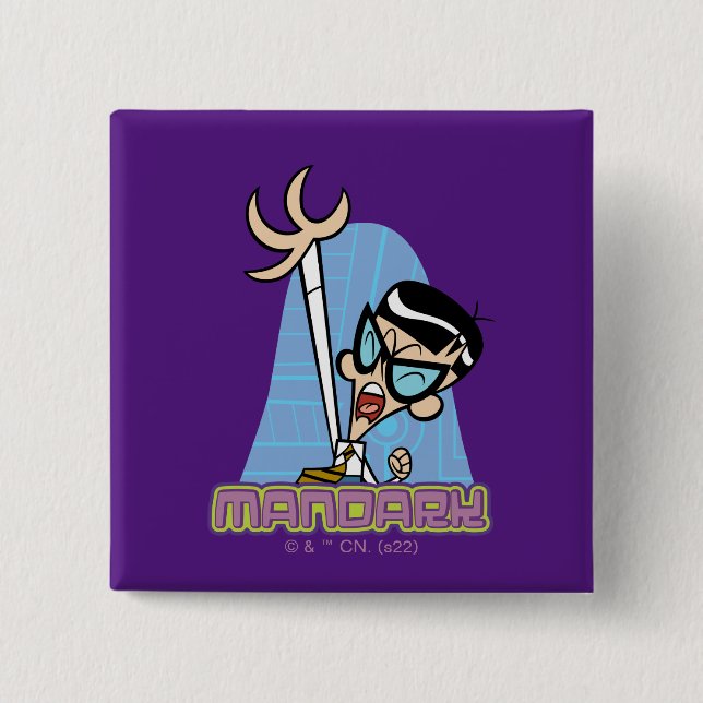 Mandark Character Name Graphic 15 Cm Square Badge (Front)
