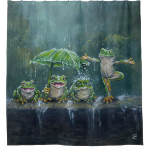 "Mandatory Fun" Frogs Shower Curtain