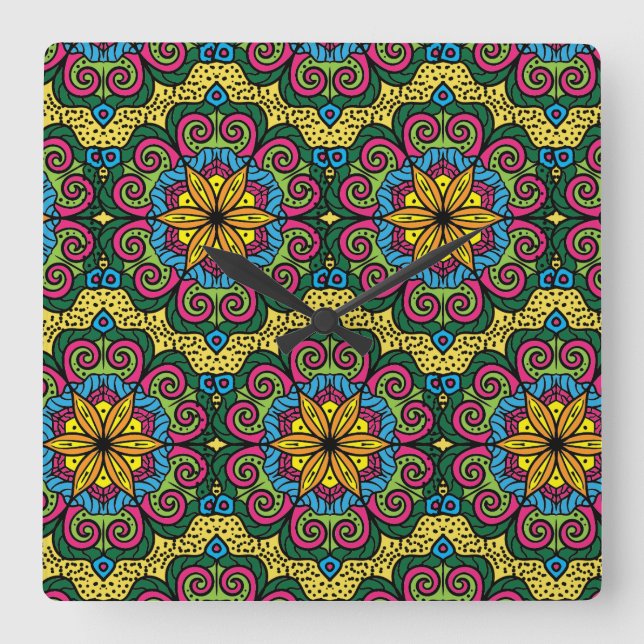 Mandela Design Square Wall Clock (Front)