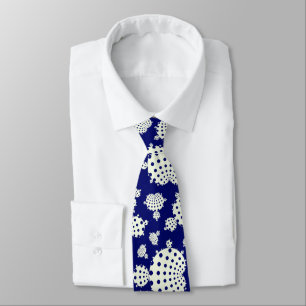 Mandelbrot blue and white polka dot tie